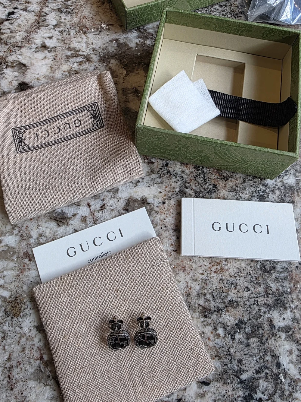 Gucci Silver-Tone Interlocking G Stud Earrings
